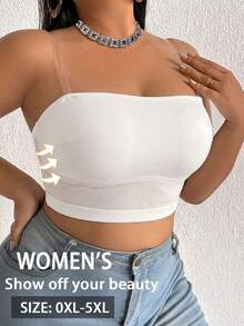 SHEIN Sujetador sin aros talla grande, 1 pieza - Blanco - Ver 5