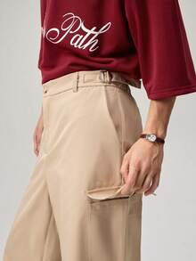 Herren Khaki Cargo-Hose mit Mehreren Taschen, Cargo-Hose, Weite Hose, Streetwear, Weite, Vielseitige Doppelt Gefaltete Verstellbare Gerade Bein Lässige Hose Herren Cargo-Hose Herren Cargohose Utility-Hose Khaki Cargo-Hose Herren Cargo-Hose - Khaki - Übersicht 8