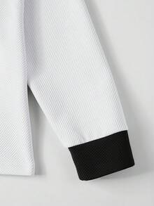 Manfinity Homme Men's Contrast Color Casual Commute Long Sleeve Polo Shirt - White - View 4