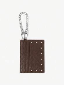 Viva Strut 1pcs Rivet Decoration Multi-Card Card Clip, Metal Chain Buckle, Tcool Wind Bag Pendant Wallet - Brown coffee - View 3
