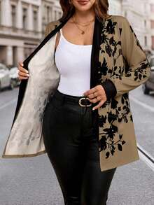 SHEIN Clasi Plus Size Women's Floral Print Casual Versatile Daily Wear Cardigan Fall - Multicolor - View 7
