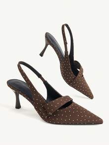 CUCCOO CHICEST Women's Coffee-Colored Pointed Toe Low Heel Slingback Pumps, Elegant Versatile Spring/Summer Daily Commute Wear Fall Shoes - dark brown - View 1