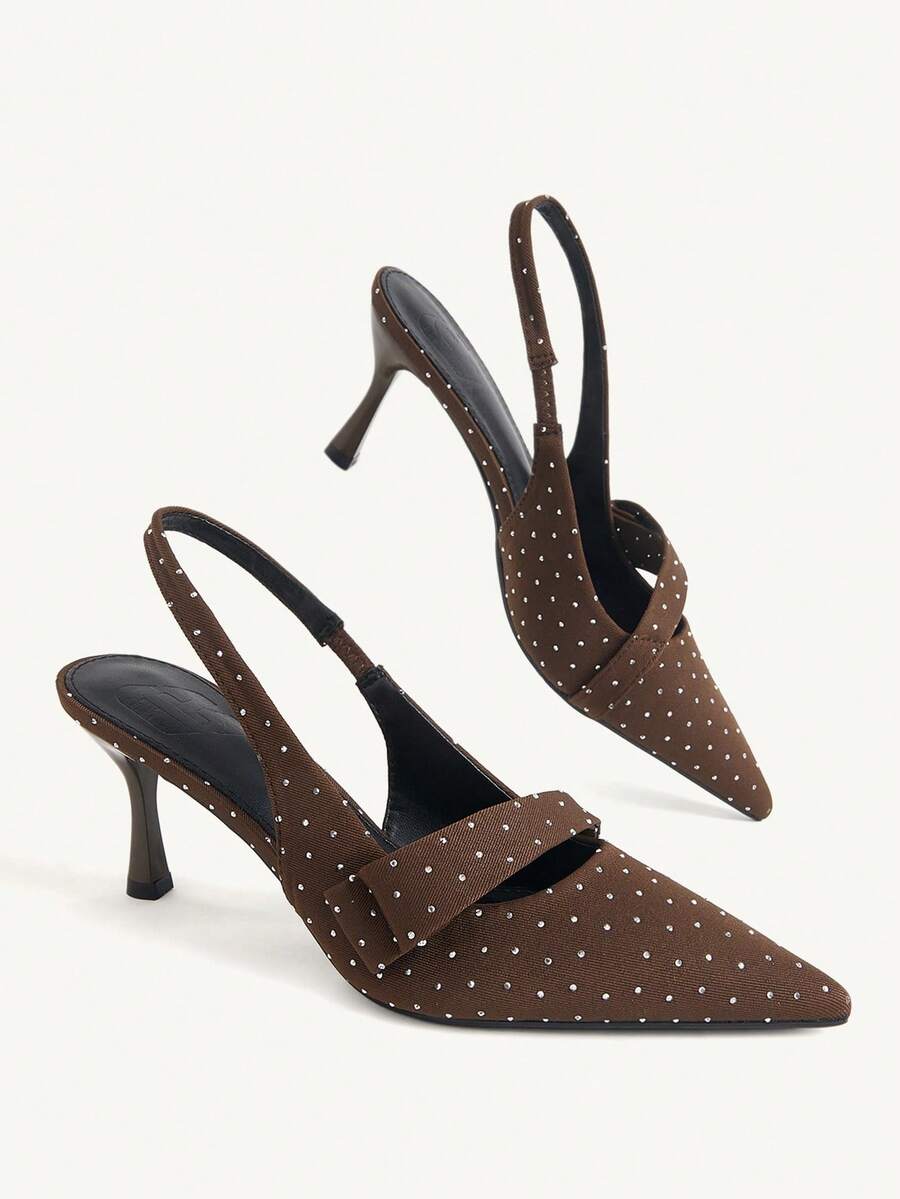 CUCCOO CHICEST Women's Coffee-Colored Pointed Toe Low Heel Slingback Pumps, Elegant Versatile Spring/Summer Daily Commute Wear Fall Shoes - dark brown - View 1