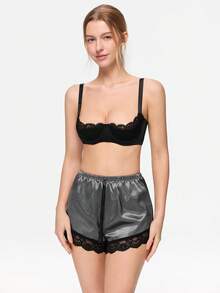 Bonmuse Women's Sexy European And American Lace Sponge Padded Push-Up Bra, Prevent Sagging Underwire Bra - Black - View 3