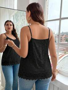 Reflora Plus Size Women Solid Color Casual Versatile Everyday Camisole Tank Top - Black - View 2