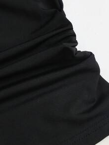 Sweetra Women's Lace Patchwork Cold Shoulder Halter Neck Flared Sleeve T-Shirt, Versatile For Daily Wear, Casual Outings, Sexy Style - Black - View 4