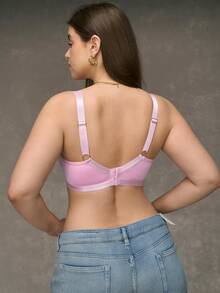 SHEIN Sujetador sin aros para tallas grandes, diseño minimalista, color rosa - Rosa - Ver 2
