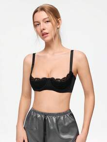 Bonmuse Women's Sexy European And American Lace Sponge Padded Push-Up Bra, Prevent Sagging Underwire Bra - Black - View 8
