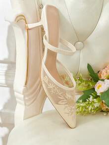 CUCCOO HITCHD Ladies Elegant Floral Pointed Stiletto High Heel Shoes - Yellow - View 7