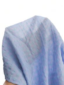 SHEIN Elladie kids Cô Gái Trẻ Kẻ sọc Ống tay áo Đầm Với thắt lưng - Màu xanh lam - Xem 11