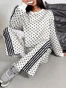 Aidyla Multi-Stripe Colorblock Streetwear Fashion Fleece Sweatshirt 2 Pieces Set - Multicolor - View 7