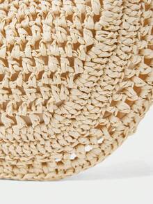 SHECARRY Ladies' Fashionable Beige Shoulder Bag, Hand-Woven Half-Moon Bag, Exquisite Vacation Leisure Versatile, Travel, Beach, Seaside, Bohemian - Beige - View 7
