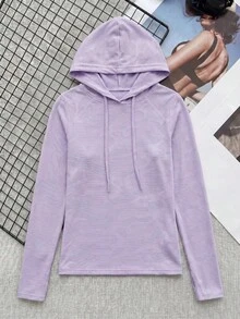 Cheerettes Sudadera con capucha de unicolor y textura - Morado - Ver 4