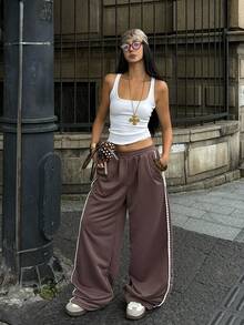 Coolane Women's Summer Party Everyday Going Out Vacation Chic Sporty Boho Renaissance Fair Daily Wear Vintage Chocolate Brown Baggy Wide Leg Pants - Brown - View 6
