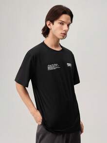 Racing Street Slogan Print Round Neck Short Sleeve Casual T-Shirt For Men - Black - View 5