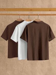 HIMLAND 3pcs/Pack Summer Men's Minimalist Ice Silk Feel Short Sleeve Polo Shirts - Multicolor - View 2