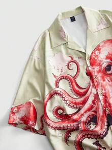 ROMWE MEN Men's Casual Octopus Print Vacation Shirt - Multicolor - View 3