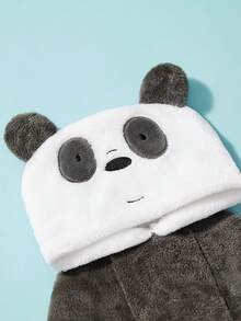 We Bare Bears X PETSIN 1件寵物秋冬裝，貓狗通用厚實保暖連帽衛衣，可愛卡通熊造型變身套裝，適合室內休閒或寒冷戶外冬季散步，小型犬舒適上衣 - 深灰 - 查看 7