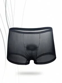 DrisQ DrisQ 1件男士純色網眼性感內褲 - 黑色 - 查看 2