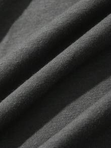 Dazy Plus Camiseta holgada y versátil de unicolor con parches, tela de malla de lunares transparente - Gris - Ver 3