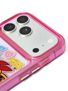 THE POWERPUFF GIRLS X SHEIN 卡通圖案粉色透明手機殼，防摔保護 13-17 手機殼 - 彩色 - 查看 4