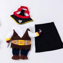PETSIN 1 PC Halloween Pet Pirate Costume Cosplay With A Hat, Cat And Small Dog In Two Pieces Clothing - Brown - View 4