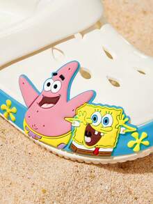 SpongeBob SquarePants | SHEIN 可愛卡通兒童園藝拖鞋，透氣快乾，輕量耐用 EVA 材質，適合室內外場地 - 白色 - 查看 2