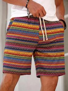 Manfinity RSRT Men's Summer Casual Colorful Striped Shorts - Multicolor - View 1