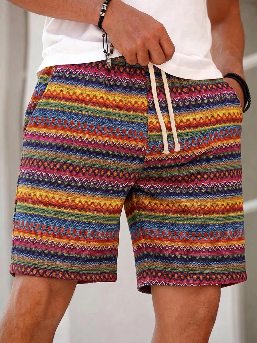 Manfinity RSRT Men's Summer Casual Colorful Striped Shorts - Multicolor - View 1