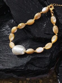 Opalesca Women Chain Bracelets,Outfits,Old Money,Wedding/Bridal Accessories,Western Jewelry,Fairycore/Fairy,Charm Necklace,Pearl,Elegant,For Mom/Women/Girl/Mother - Yellow - View 3