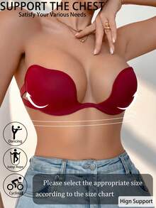 SHEIN 1件性感鋼圈聚攏胸罩 - 酒紅色 - 查看 4
