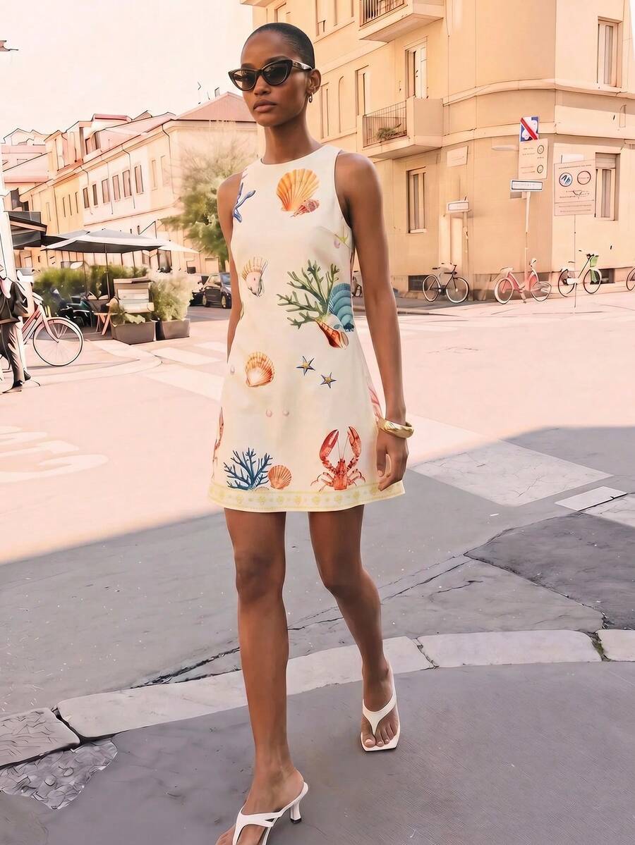 MAIJA Summer Beach Floral Smocked Ruffle Sleeveless Mini Dress Women's Clothing Mother's Day Country Concert Outfit Fall - Multicolor - View 1