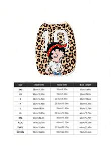 Betty Boop x SHEIN 1 件卡通图案印花宠物背心，猫咪衣服，狗狗衣服，尺码 XXS-XXXXL，特小号，特大号，豹纹印花，性感，甜美，俏皮。 - 豹紋 - 查看 8