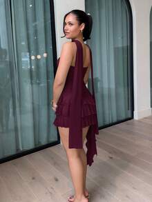 leahseptember Women's Solid Color Casual Mini Tube Dress For Party & Outing,Dresses For Women Summer Elegant - Maroon - View 6