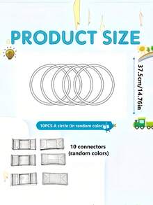 1 套敏捷感官训练器材，10 个彩虹塑料环，10 个连接器，创意拼图组装套件，户外运动、后院游戏、派对活动、手眼协调锻炼、成人青少年健身节日礼物 - 紅色 - 查看 7
