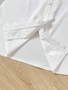 SHEIN 女童白色長袖襯衫，附荷葉領 - 白色 - 查看 6