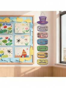 1pc Classroom Word Wall Decor, Teacher's English Corner Polite Expression Learning Cards, Hanging Flags Corner Polite Expression Learning Cards, Hanging Fla…For Students To Learn Vocabulary - A - View 7