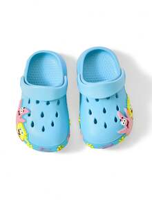 SpongeBob SquarePants | SHEIN 卡通藍色兒童園藝拖鞋，透氣快乾，輕量耐用 EVA 材質，適合居家與戶外場地 - 寶藍色 - 查看 7