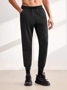 Driftmere 1pc Men's Solid Color Sweatpants, Loose American Casual Pants Sports Black - Black - View 5