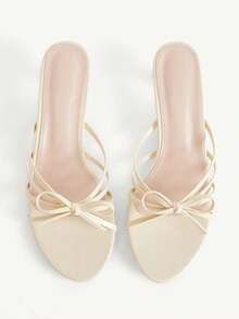 CUCCOO CHICEST Spring And Summer New Light Multi-Color Patent Leather Bow Thin Strap Sandals Versatile Vacation - Light apricot - View 2