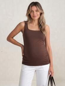 Modmama Maternity Casual Versatile Solid Color Fitted Tank Top - Multicolor - View 6