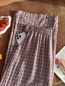 SHEIN EZwear 大码休闲狗狗印花休闲裤 - 奶油色 - 查看 5