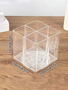 1pc Clear Drink Packet Organizer,Desktop Rotating Tea Bag Coffee Divided Storage Box,Reusable Storage Organizer For Coffee Station, Cabinet, Pantry, Countertop, Office, Kitchen,Cosmetic Box. - Transparent - View 3
