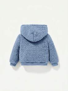 Cozy Pixies 男嬰前開扣連帽保暖內裡拼色冬季外套 - 藏蓝色 - 查看 2