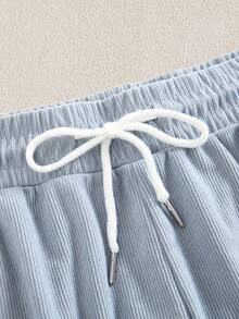 Mercer Haus Plus Size Men's Summer Drawstring Waist Striped Pocket Casual Shorts - Baby Blue - View 7
