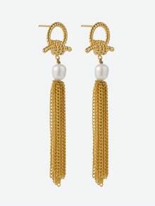 Opalesca Women Dangle Earrings,Outfits,Old Money,Beaded,Wedding/Bridal Accessories,Fairycore/Fairy,Pearl,Flower,Fall/Autumn/Winter,For Mom/Women/Girl/Mother,Elegant,Premium - Yellow Gold - View 4