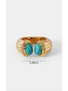 Noxbound 18K Gold Ring Niche Personalized Ring - Gold-Turquoise - View 10