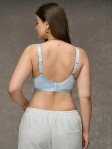 Esseday Bralette sin relleno con curva minimalista, talla grande, sin aros, azul claro - Celeste - Ver 2
