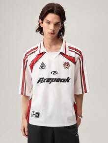 Vaulklash Men's Summer Casual Contrast Color Letter Print Short Sleeve Polo Shirt - White - View 4