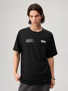 Racing Street Slogan Print Round Neck Short Sleeve Casual T-Shirt For Men - Black - View 4